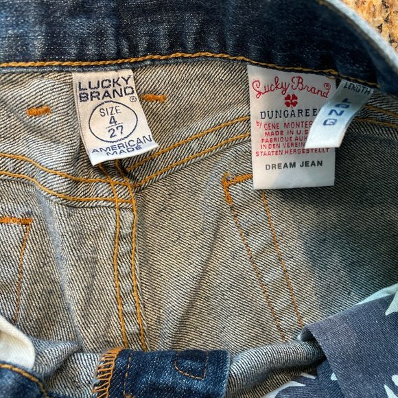 Lucky Brand Dungarees "Dream Jean” Womens Size 4/27 Long Made Is USA Dark Wash - Picture 10 of 12